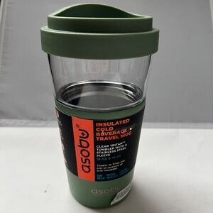 AsobuV Insulated Tumbler Basil Green Travel Cold Beverage Tumbler Steel Sleeve